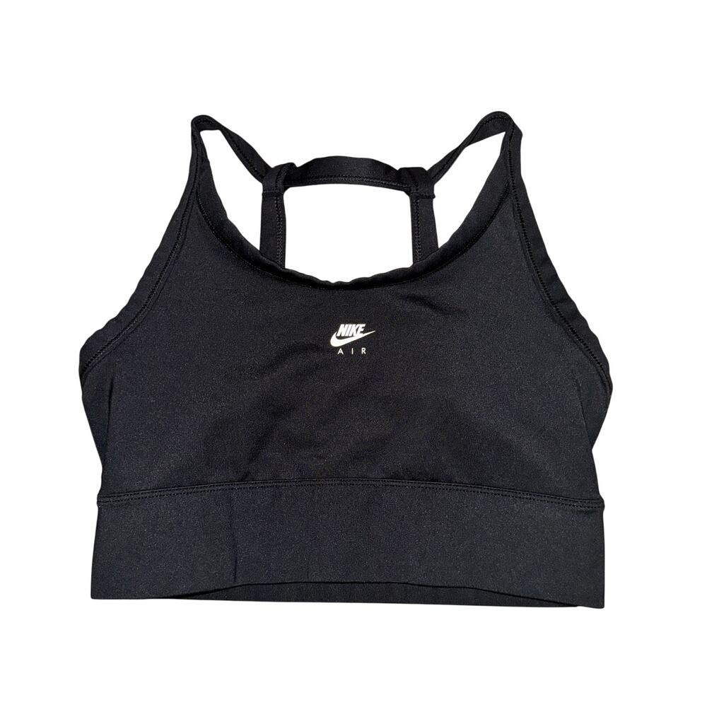 Nike Air Swoosh Sport Bra Women's Size M Black Dri-Fit Strappy Back Mesh
